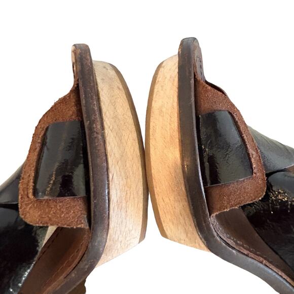 Marni Platform Heels Size 37 EU 7 US Brown‎ Patent Leather Slingback Authentic - Picture 9 of 16